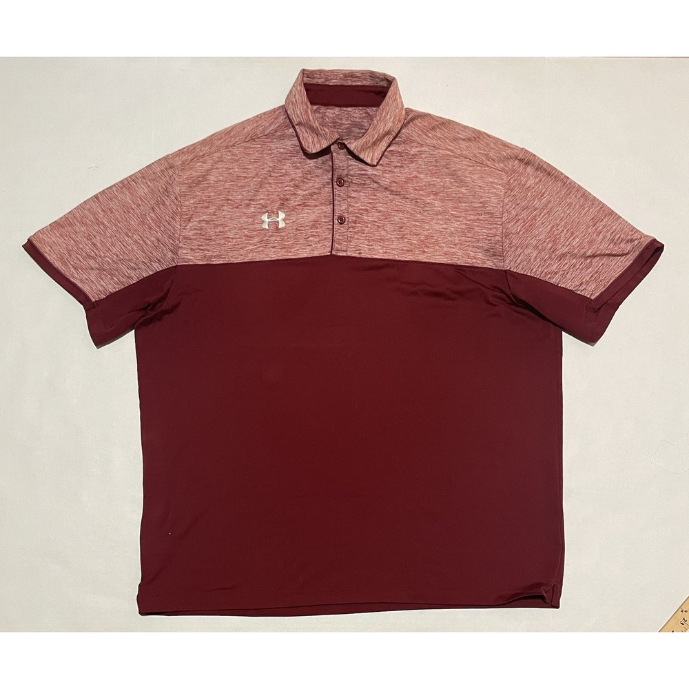 Under Armour Heat Gear Red Golf Polo Shirt Mens Size XL Loose